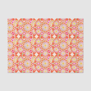 Papel De Seda Teste padrão da mandala, vermelho coral, rosa,