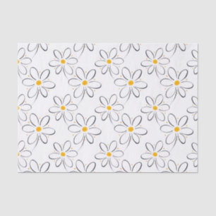 Papel De Seda Teste padrão da margarida branca