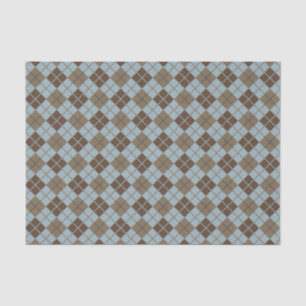 Papel De Seda Teste padrão de Argyle no azul e no Taupe