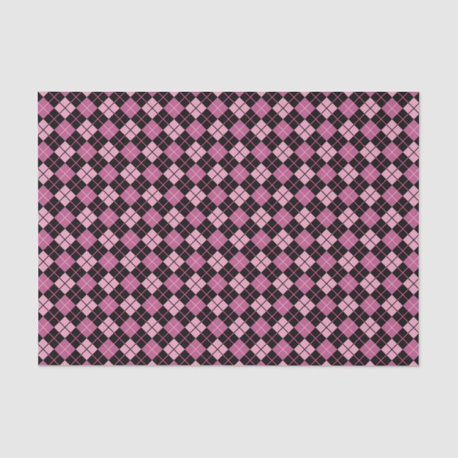Papel De Seda Teste padrão de Argyle no preto e no rosa (Frente )