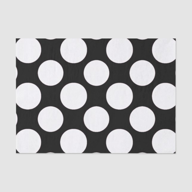 Papel De Seda Teste padrão de bolinhas branco preto moderno (Frente )