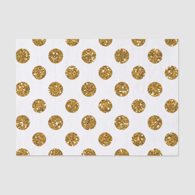 Papel De Seda Teste padrão de bolinhas Dourado do brilho do (Frente )