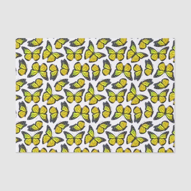 Papel De Seda Teste padrão de borboleta amarelo do monarca (Frente )