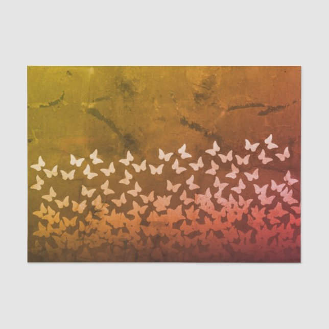 Papel De Seda Teste padrão de borboletas amarelo, marrom, (Frente )