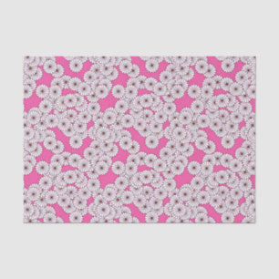 Papel De Seda Teste padrão de flor do art deco - branco no rosa
