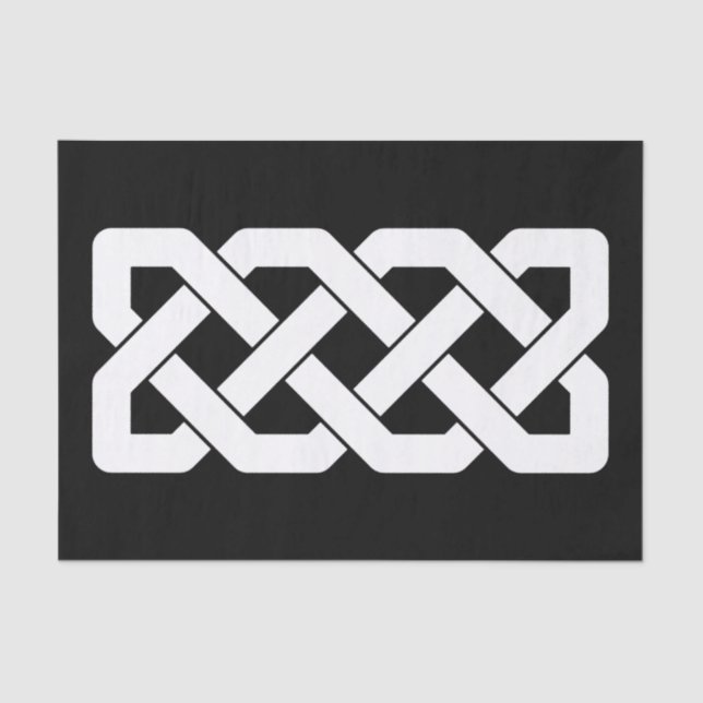 Papel De Seda Teste padrão de nó celta preto e branco elegante (Frente )