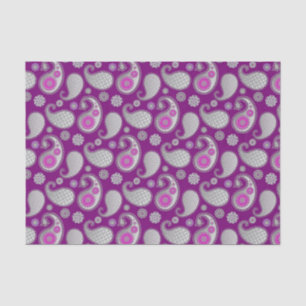 Papel De Seda Teste padrão de Paisley, roxo das cinzas de
