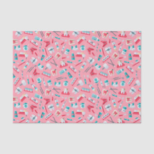 Papel De Seda Teste padrão dental cor-de-rosa