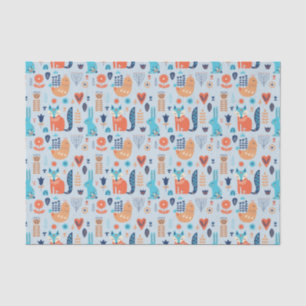 Papel De Seda Teste padrão do animal da floresta da arte popula