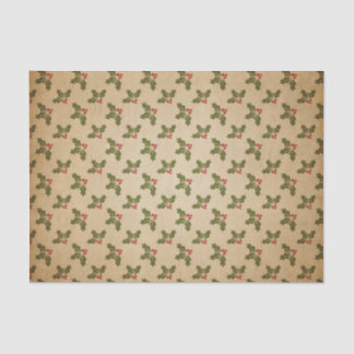 Papel De Seda Teste padrão do azevinho do natal vintage