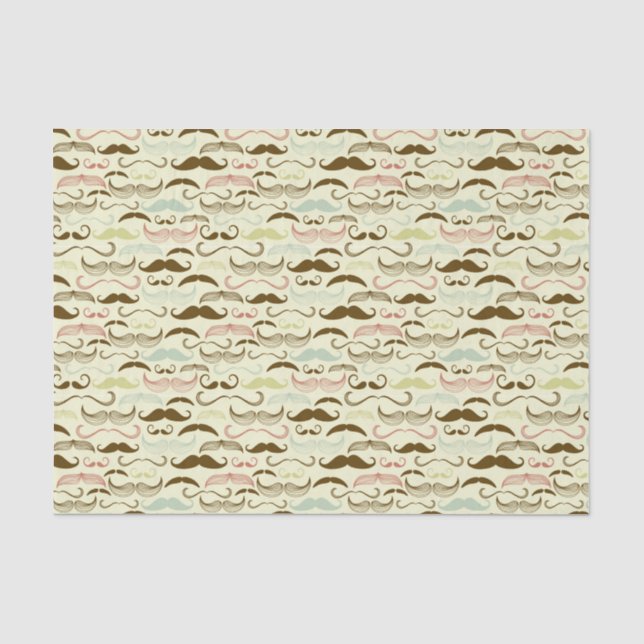 Papel De Seda Teste padrão do bigode, estilo retro 4 (Frente )