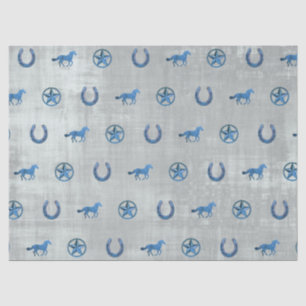 Papel De Seda Teste padrão do cavalo (azul)