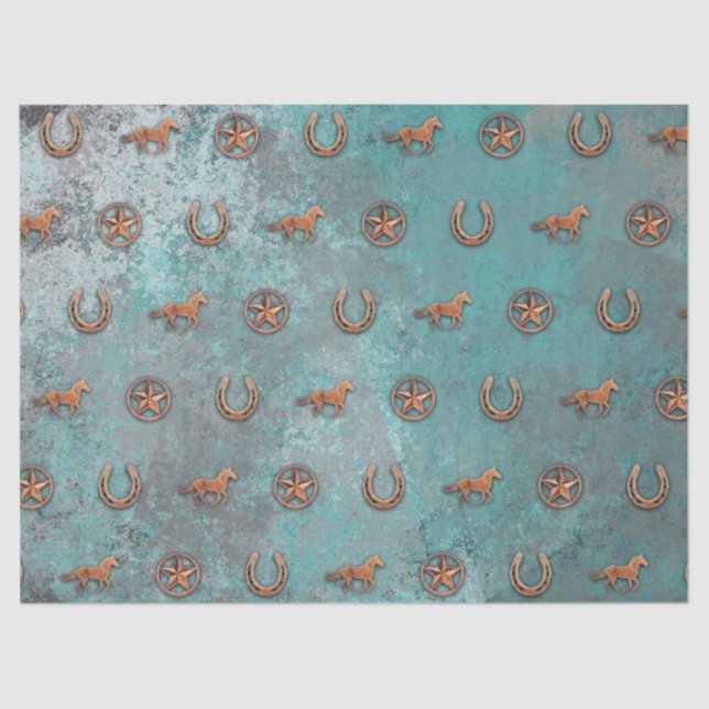 Papel De Seda Teste padrão do cavalo (azul) (Frente )