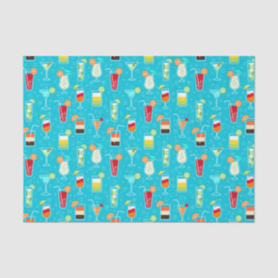 Papel De Seda Teste padrão do cocktail no fundo da cerceta