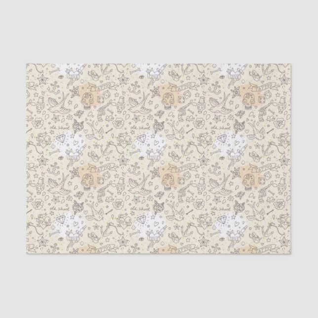 Papel De Seda Teste padrão do conceito do tatuagem (Frente )