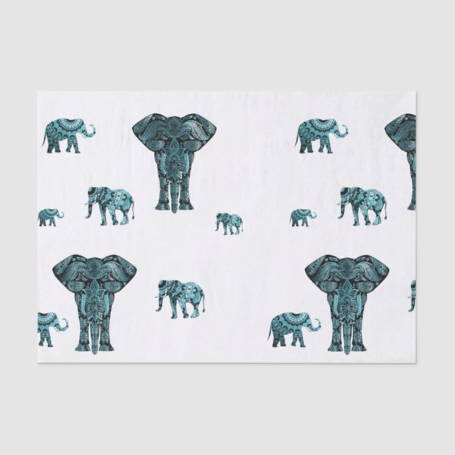 Papel De Seda Teste padrão do elefante (Frente )