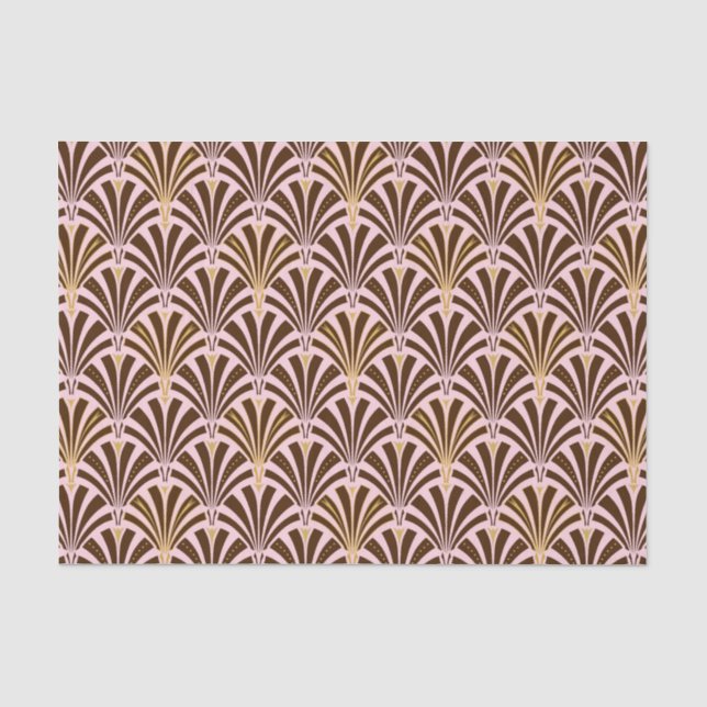 Papel De Seda Teste padrão do fã do art deco - chocolate no rosa (Frente )