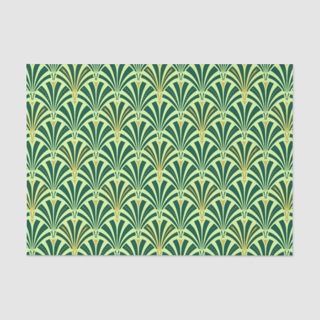 Papel De Seda Teste padrão do fã do art deco - o pinho e a (Frente )