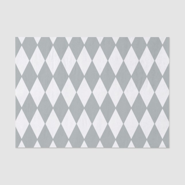 Papel De Seda Teste padrão do Harlequin do branco cinzento (Frente )