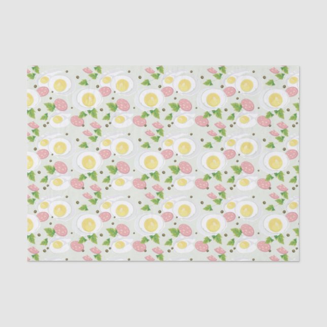 Papel De Seda Teste padrão do ovo e da salsicha (Frente )