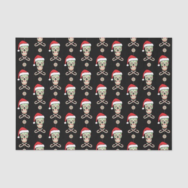 Papel De Seda teste padrão do papai noel do crânio do açúcar (Frente )