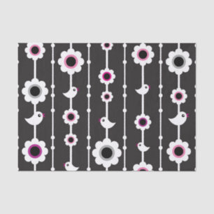 Papel De Seda teste padrão do pássaro e de flores