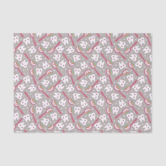 Papel De Seda Teste padrão dos dentes do arco-íris (Frente )