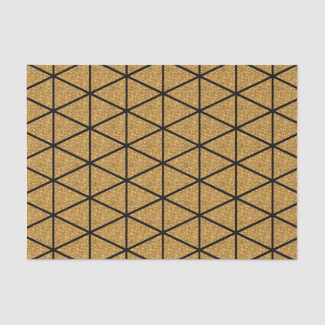 Papel De Seda Teste padrão Dourado do triângulo (Frente )