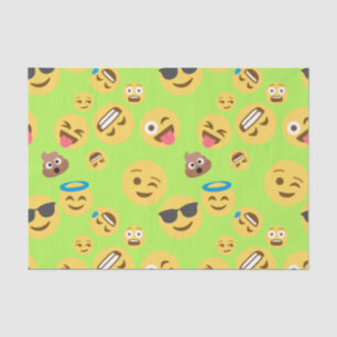 Papel De Seda Teste padrão engraçado de Emoji (verde)