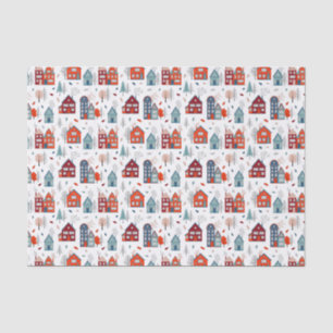 Papel De Seda Teste padrão escandinavo da arte popular da casa