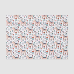Papel De Seda Teste padrão escandinavo da arte popular do caval