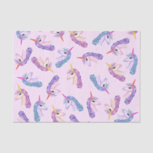 Papel De Seda Teste padrão feminino dos unicórnios da aguarela