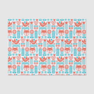 Papel De Seda Teste padrão finlandês da arte popular do Fox & 