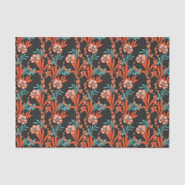 Papel De Seda Teste padrão floral abstrato da laranja (Frente )