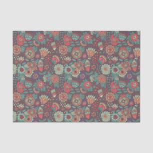 Papel De Seda Teste padrão floral colorido no estilo dos