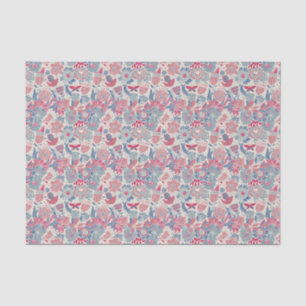 Papel De Seda Teste padrão floral com pássaro e borboleta