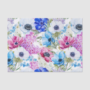 Papel De Seda Teste padrão floral da aguarela pintado mão roxa