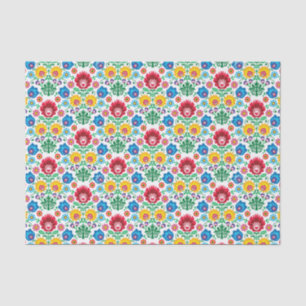 Papel De Seda Teste padrão floral da arte popular do coração