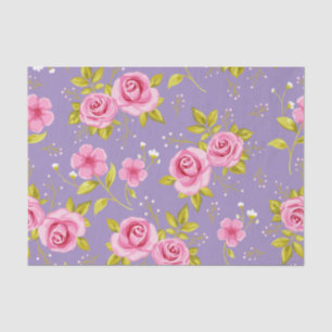 Papel De Seda Teste padrão floral do roxo do rosa de rosas do