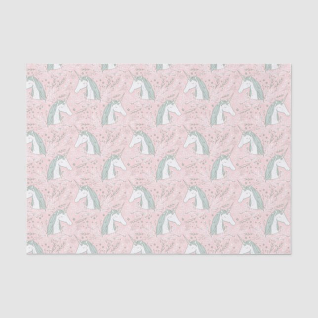 Papel De Seda Teste padrão floral doce do unicórnio (Frente )