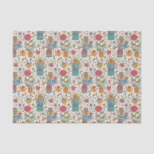 Papel De Seda Teste padrão floral dos desenhos animados com