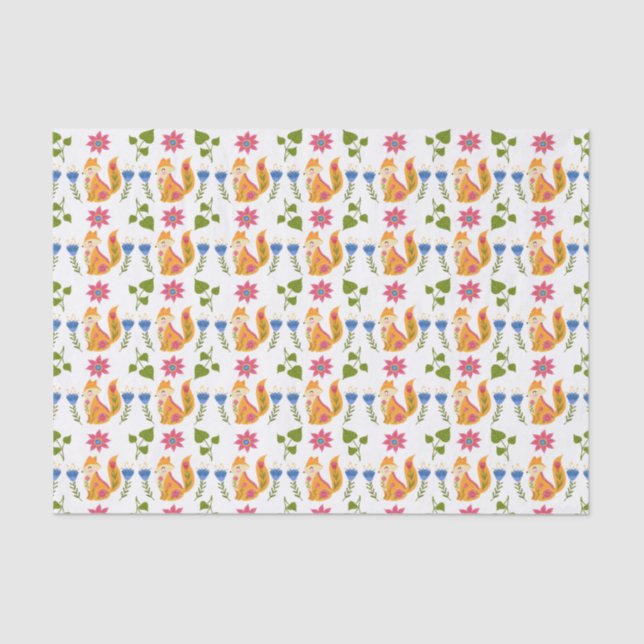 Papel De Seda Teste padrão floral Foxy Pastel bonito (Frente )