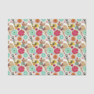Papel De Seda Teste padrão floral no estilo retro