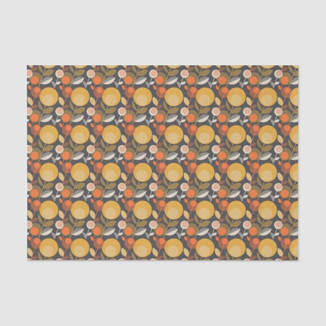 Papel De Seda Teste padrão floral retro clássico (Frente )