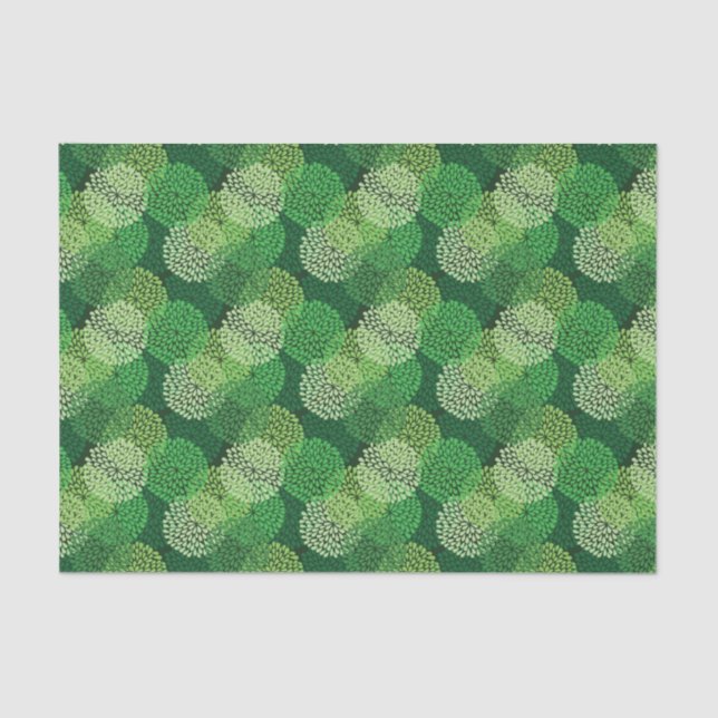 Papel De Seda Teste padrão floral verde (Frente )
