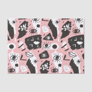 Papel De Seda Teste padrão moderno abstrato do olho & dos lábi