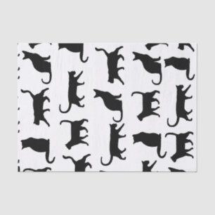 Papel De Seda Teste padrão moderno da silhueta dos gatos pretos