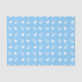 Papel De Seda Teste padrão náutico do bebé dos azul-céu