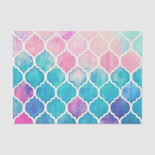 Papel De Seda Teste padrão Pastel de Quatrefoil (Frente )