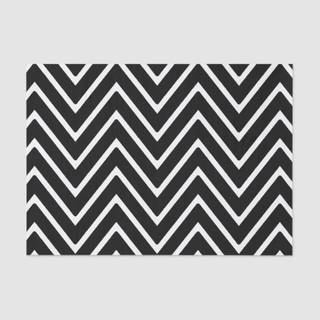 Papel De Seda Teste padrão preto e branco 2 de Chevron (Frente )